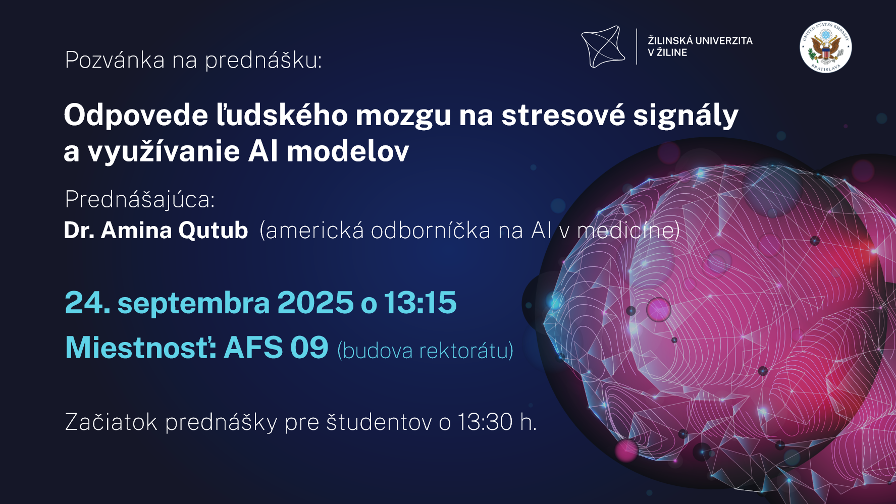 18092025 pozvanka na prednasku odpovede ludskeho mozgu na stresove signaly a vyuzivanie ai modelov